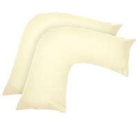 Ghazlan V Shaped Pillow Case Cover - 2 Pack Poly-Cotton Orthopedic Pillowcase To Fit V shape pillows For Back, Neck & Leg Support in Pregnancy, Maternity & Orthopaedic - Body Support Pillow-Cream
