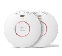 GHAZOR Smoke Alarms for Home,10 Year Battery Operated Fire Alarm with Test/Silence Button, Smoke Detector with LED Indicator & 85 dB Loud Alarm, Conforms to EN 14604 Standard (2 Pack)