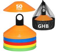 GHB Sports Marking Football Cones Football Training Cones Marker Cones Discs Set with Carry Bag and Cone Holder Space Marking Cones for Kids Football Practice, Sports, Games, Home Fitness (50)