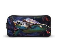 GHBNK A Colorful Tropical Sea Turtle Pencil Case Holder Large Capacity Pencil Pouch - Holds 60+ Pens, Slim Pen Bag with Zipper Cosmetic Makeup Bag & Travel Toiletry Organizer