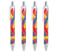GHBNK Abstract Art Ballpoint Pens Retractable Ball Point Pens Black Ink 0.5mm Fine Point Smooth Writing Pen Office Supplies 4 PCS