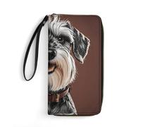 GHBNK Animal Pug Dog Wallets for Women Long Wristlet Leather Wallets with Zipper Holder Large Capacity Coin Pocket, adorable schnauzer, 19.7x10.5cm, Modern