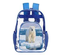 GHBNK Arctic Polar Bear Clear Backpack Large PVC Transparent Bag Laptop Sleeve See Through Casual Backpacks, Blue, 43X32.5cm
