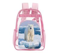 GHBNK Arctic Polar Bear Clear Backpack Large PVC Transparent Bag Laptop Sleeve See Through Casual Backpacks, Pink, 43X32.5cm