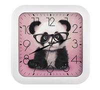GHBNK Baby Panda with Glasses Wall Clock Silent Non-Ticking Clock 10 Inch Personalized Classic Square Decorative Digital Clocks for Kitchen, Living Room, Office, Bedroom, Bathroom