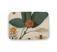 GHBNK Bath Mat Super Absorbent Bath Rug Non-Slip Quick Dry Shower Mat Vintage Botanical Bee Illustration Bathroom Rug Washable Bathroom Mat for Bathroom Floor Tub and Shower 15.7"x23.6"