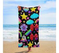 GHBNK Beach Towel for Adults Colorful Element Pattern Oversized 30"x61" Pool Towel Sand Free Beachtowel Quick Dry Bath Towels Lightweight Absorbent Swim Towels for Travel, Swimming, Yoga, Camping