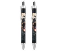 GHBNK Bear Holding Fish Ballpoint Pens Retractable Ball Point Pens Black Ink 0.5mm Fine Point Smooth Writing Pen Office Supplies 2 PCS