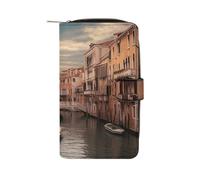 GHBNK Beautiful Venice Canal View Wallet for Men Women PU Leather Wallet Long Wallets Bifold Wallets with 12 Card Holder