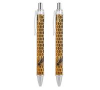 GHBNK Bees on Hive Ballpoint Pens Retractable Ball Point Pens Black Ink 0.5mm Fine Point Smooth Writing Pen Office Supplies 2 PCS