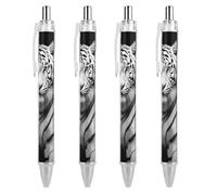 GHBNK Black And White Tiger Ballpoint Pens Retractable Ball Point Pens Black Ink 0.5mm Fine Point Smooth Writing Pen Office Supplies 4 PCS
