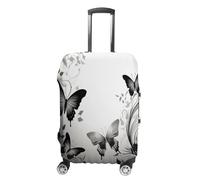 GHBNK Black Gray Butterflies Luggage Cover, Black Gray Butterflies Design Suitcase Protector, Personalized Stretchable Washable Travel Sleeve for 19-32 Inch Luggage X-Large, white, M, Black Gray