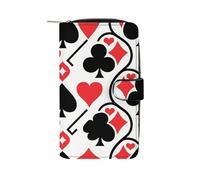 GHBNK Black Red Poker Pattern Wallet for Men Women PU Leather Wallet Long Wallets Bifold Wallets with 12 Card Holder