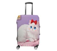 GHBNK Blue-Eyed Cat Luggage Cover, Blue-Eyed Cat Design Suitcase Protector, Personalized Stretchable Washable Travel Sleeve for 19-32 Inch Luggage X-Large, white, S, Blue-eyed Cat