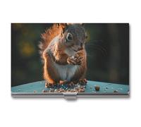 GHBNK Business Card Holder, Asian Elephant with Tree Credit Cards Holder Professional Slim Card Holders Wallet with Buckle Style Shut Aluminum Alloy Metal Business Card Organizer for Men & Women, Nuts