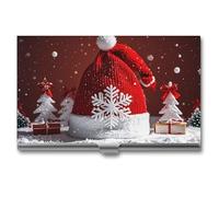 GHBNK Business Card Holder, Camel Desert Credit Cards Holder Professional Slim Card Holders Wallet with Buckle Style Shut Aluminum Alloy Metal Business Card Organizer for Men & Women, White snowflake