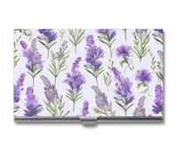 GHBNK Business Card Holder, Ladybug Credit Cards Holder Professional Slim Card Holders Wallet with Buckle Style Shut Aluminum Alloy Metal Business Card Organizer for Men & Women, Lavender flowers, One