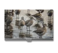 GHBNK Business Card Holder, Long Haired Dachshund Credit Cards Holder Professional Slim Card Holders Wallet with Buckle Style Shut Aluminum Alloy Metal Business Card Organizer for Men & Women, Birds