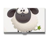 GHBNK Business Card Holder, Skeleton Pirate-1 Credit Cards Holder Professional Slim Card Holders Wallet with Buckle Style Shut Aluminum Alloy Metal Business Card Organizer for Men & Women, Sheep, One