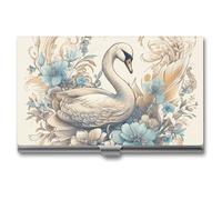 GHBNK Business Card Holder, Skeleton Pirate-1 Credit Cards Holder Professional Slim Card Holders Wallet with Buckle Style Shut Aluminum Alloy Metal Business Card Organizer for Men & Women, Flowers and
