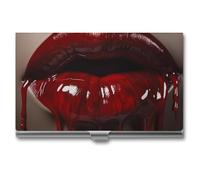 GHBNK Business Card Holder, Sunset Dolphin Credit Cards Holder Professional Slim Card Holders Wallet with Buckle Style Shut Aluminum Alloy Metal Business Card Organizer for Men & Women, Red Lips, One