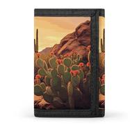 GHBNK Cactus at Sunset Poster Small Wallet Trifold Wallets Purse with 1 Cash Compartment And 8 Card Slots Money Clip