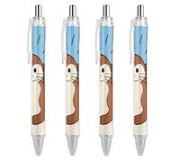 GHBNK Cartoon Cute Otter Ballpoint Pens Retractable Ball Point Pens Black Ink 0.5mm Fine Point Smooth Writing Pen Office Supplies 4 PCS