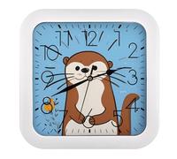 GHBNK Cartoon Cute Otter Wall Clock Silent Non-Ticking Clock 10 Inch Personalized Classic Square Decorative Digital Clocks for Kitchen, Living Room, Office, Bedroom, Bathroom