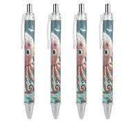 GHBNK Cartoon Octopus Ballpoint Pens Retractable Ball Point Pens Black Ink 0.5mm Fine Point Smooth Writing Pen Office Supplies 4 PCS