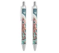 GHBNK Cartoon Octopus Ballpoint Pens Retractable Ball Point Pens Black Ink 0.5mm Fine Point Smooth Writing Pen Office Supplies 2 PCS