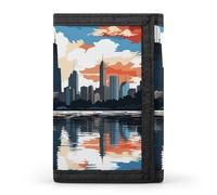 GHBNK Chicago Skyline Small Wallet Trifold Wallets Purse with 1 Cash Compartment And 8 Card Slots Money Clip