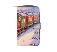 GHBNK Christmas Train Wallet for Men Women PU Leather Wallet Long Wallets Bifold Wallets with 12 Card Holder