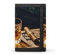 GHBNK Cigar & Whiskey Small Wallet Trifold Wallets Purse with 1 Cash Compartment And 8 Card Slots Money Clip