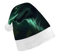 GHBNK Classic Unisex Santa Hat - Green Wolf Plush Christmas Party Hat, Xmas Holiday Costume Accessory