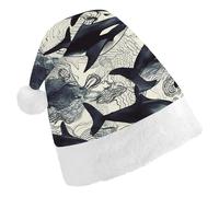 GHBNK Classic Unisex Santa Hat - Killer Whale Plush Christmas Party Hat, Xmas Holiday Costume Accessory
