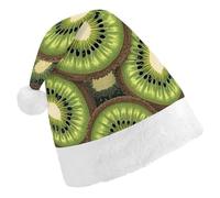 GHBNK Classic Unisex Santa Hat - Kiwi Art Pattern Plush Christmas Party Hat, Xmas Holiday Costume Accessory