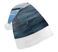 GHBNK Classic Unisex Santa Hat - Mackinac Suspension Bridge Plush Christmas Party Hat, Xmas Holiday Costume Accessory