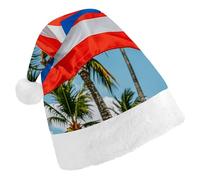 GHBNK Classic Unisex Santa Hat - Puerto Rico Flags Frog Palm Trees Plush Christmas Party Hat, Xmas Holiday Costume Accessory