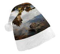 GHBNK Classic Unisex Santa Hat - Scotland Castle Water Lake Scottish Plush Christmas Party Hat, Xmas Holiday Costume Accessory