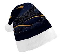GHBNK Classic Unisex Santa Hat - There Are Stars And Moon on It Plush Christmas Party Hat, Xmas Holiday Costume Accessory