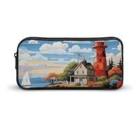 GHBNK Coastal Lighthouse Pencil Case Holder Large Capacity Pencil Pouch - Holds 60+ Pens, Slim Pen Bag with Zipper Cosmetic Makeup Bag & Travel Toiletry Organizer