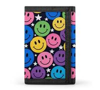 GHBNK Colorful Happy Faces Small Wallet Trifold Wallets Purse with 1 Cash Compartment And 8 Card Slots Money Clip
