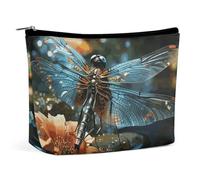 GHBNK Colorful Retro Space Theme Cosmetic Bag Portable Toiletry Bag Travel Makeup Bags Makeup Organizer Lipstick Bags for Women, Dragonfly flying on the pond, One Size