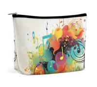 GHBNK Cosmetic Bag Portable Toiletry Bag Blue Peacock Travel Makeup Bag Beauty Makeup Organizer Lipstick Bag for Women, Abstract Music Themed, One Size