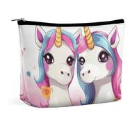 GHBNK Cosmetic Bag Portable Toiletry Bag Blue Peacock Travel Makeup Bag Beauty Makeup Organizer Lipstick Bag for Women, cute unicorns, One Size