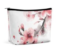 GHBNK Cosmetic Bag Portable Toiletry Bag Blue Shark Travel Makeup Bag Beauty Makeup Organizer Lipstick Bag for Women, Watercolor Pink Cherry Florals, One Size