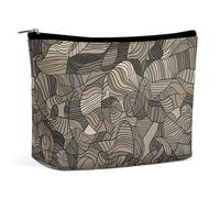 GHBNK Cosmetic Bag Portable Toiletry Bag Flowers And Birds Travel Makeup Bag Beauty Makeup Organizer Lipstick Bag for Women, Beige Block Pattern, One Size