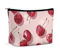 GHBNK Cosmetic Bag Portable Toiletry Bag Makeup Theme Pattern Travel Makeup Bag Beauty Makeup Organizer Lipstick Bag for Women, With Cherry Pattern, One Size
