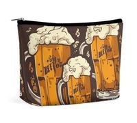GHBNK Cosmetic Bag Portable Toiletry Bag Pink Flamingo on Beach Travel Makeup Bag Beauty Makeup Organizer Lipstick Bag for Women, Beer, One Size