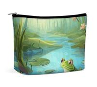 GHBNK Cosmetic Bag Portable Toiletry Bag Red Flower1 Travel Makeup Bag Beauty Makeup Organizer Lipstick Bag for Women, Frog in a pond, One Size